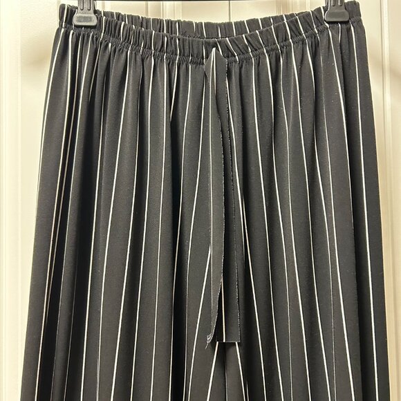 Vintage Elastic Waist Pants Black and White Stripes - Picture 3 of 10